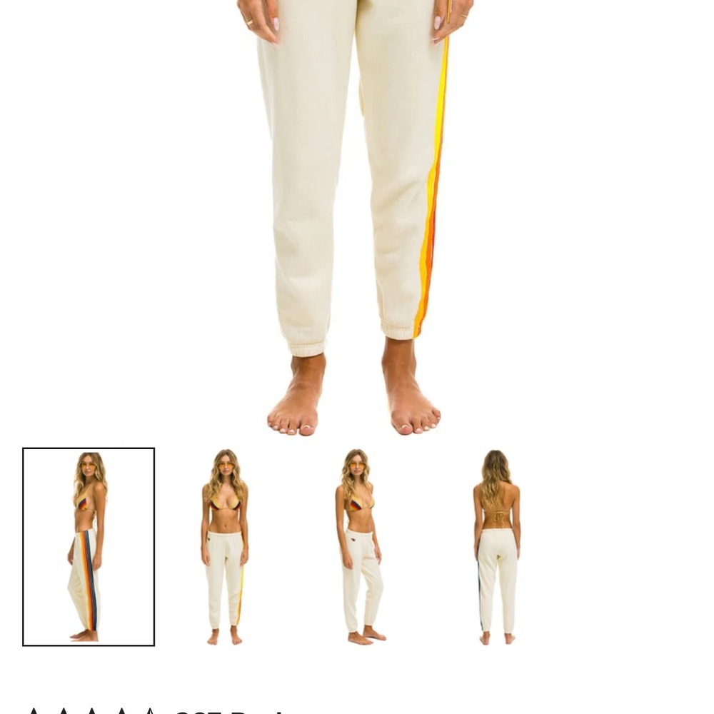 Aviator Nation Beige Joggers with Rainbow Stripes - Picture 4 of 8